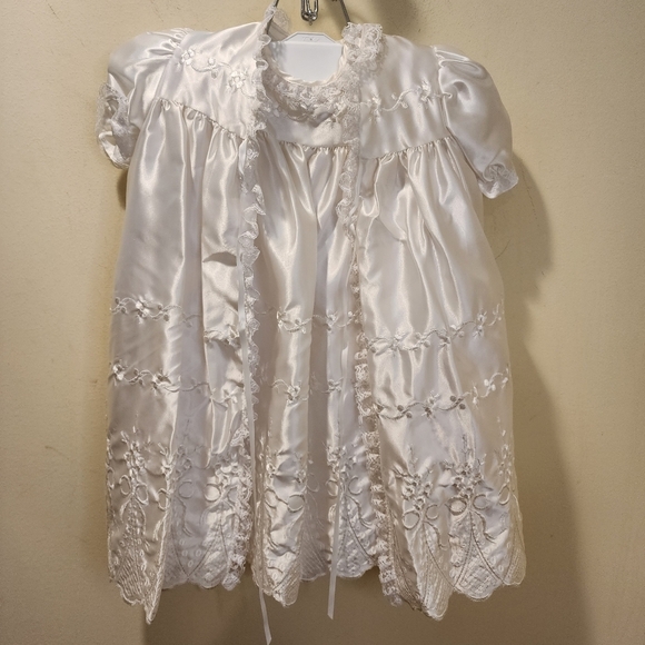 White Baby's Baptism Christening Dress 0-6 months 3 pieces - Picture 1 of 14